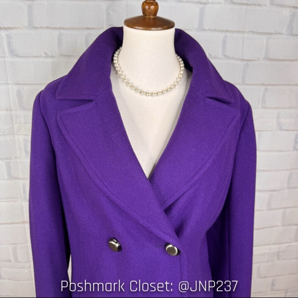 { Coldwater Creek } Violet Wool-Blend Peacoat - Picture 5 of 9